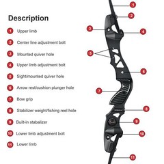 62″ ILF Recurve Bow Right Hand Arrows Archery 25-60# Takedown Bow Target Hunting