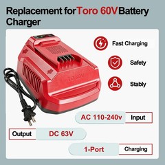 DTK Fast Charging Replacement for Toro 60V Charger 60 Volts Ultra Turbo Batte…