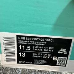 Nike SB Heritage Vulc Psychic Blue Skateboarding Shoes US Size 11.5