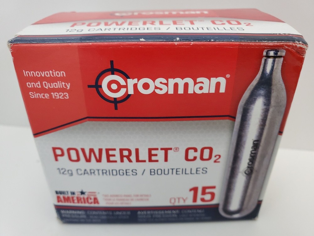 Crosman 12g Powerlet CO2 Cartridges Standard Packaging 15 Count #C2315 New