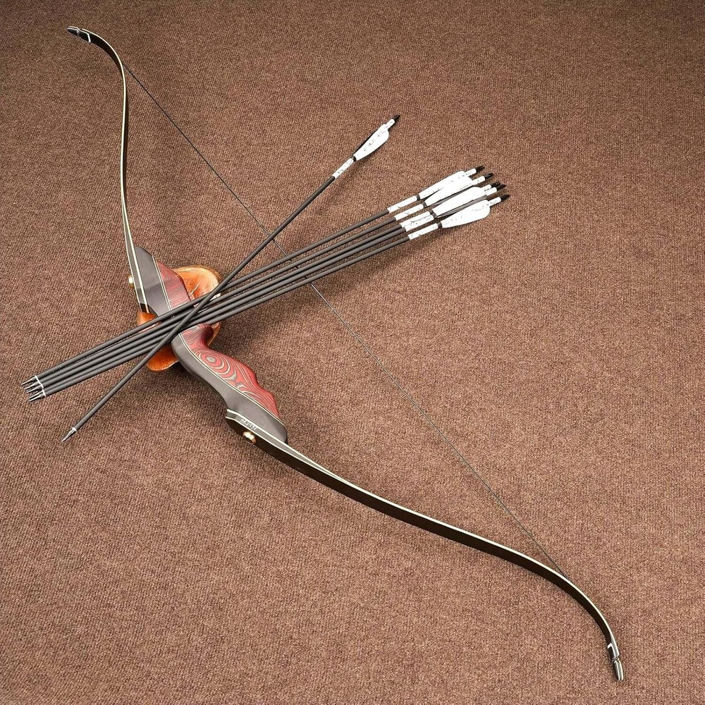 PMZ Recurve Bow and Arrow, Hourse Hunting Bow, 60» Wooden Takedown Bow,35lbs
