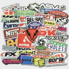 100Pcs Auto Car Parts NHRA Drag Racing Vinyl Graphics Stickers Bomb Decals Pack
