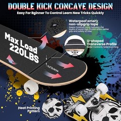 Pro Complete Skateboards for Beginners Girls Boys Kids Youths Teens Street Bolt
