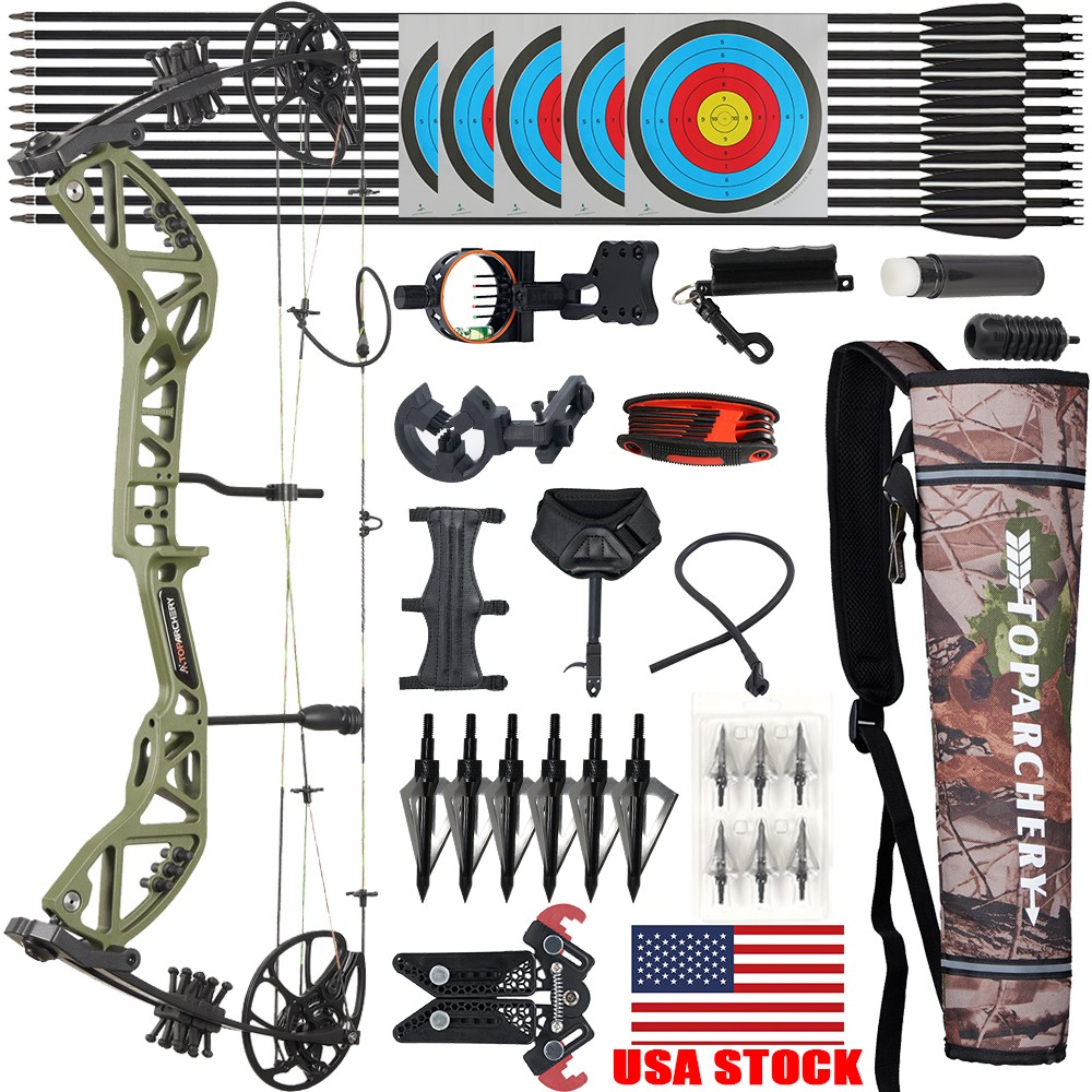 Compound Bow Kit 30-70lbs Adjustable 310FPS Archery Bow Hunting Target Arrows RH