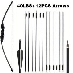 51″ Recurve Bow and Arrow Set 30/40Lbs Takedown Right Bow 30″ Fiberglass Arrows