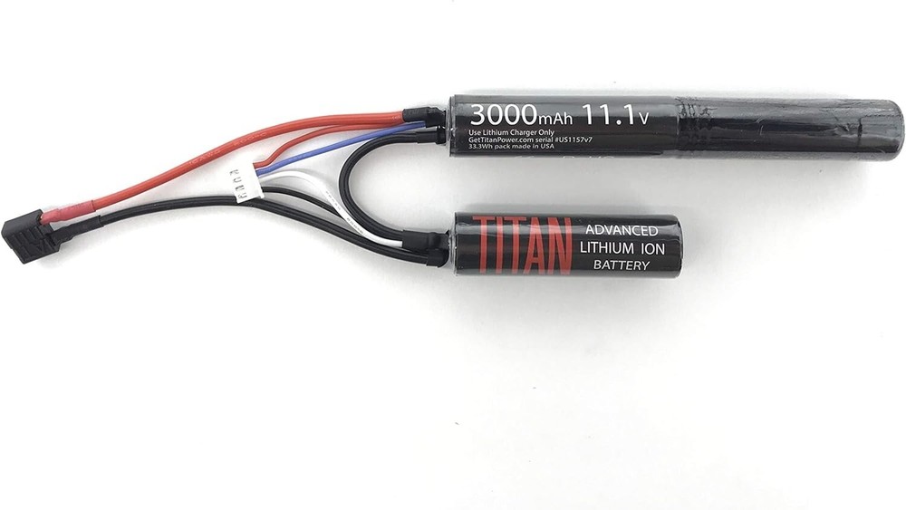 Titan Lithium-Ion Airsoft Battery | 3000mAh 11.1v Nunchuck T-Plug, Deans (1157)