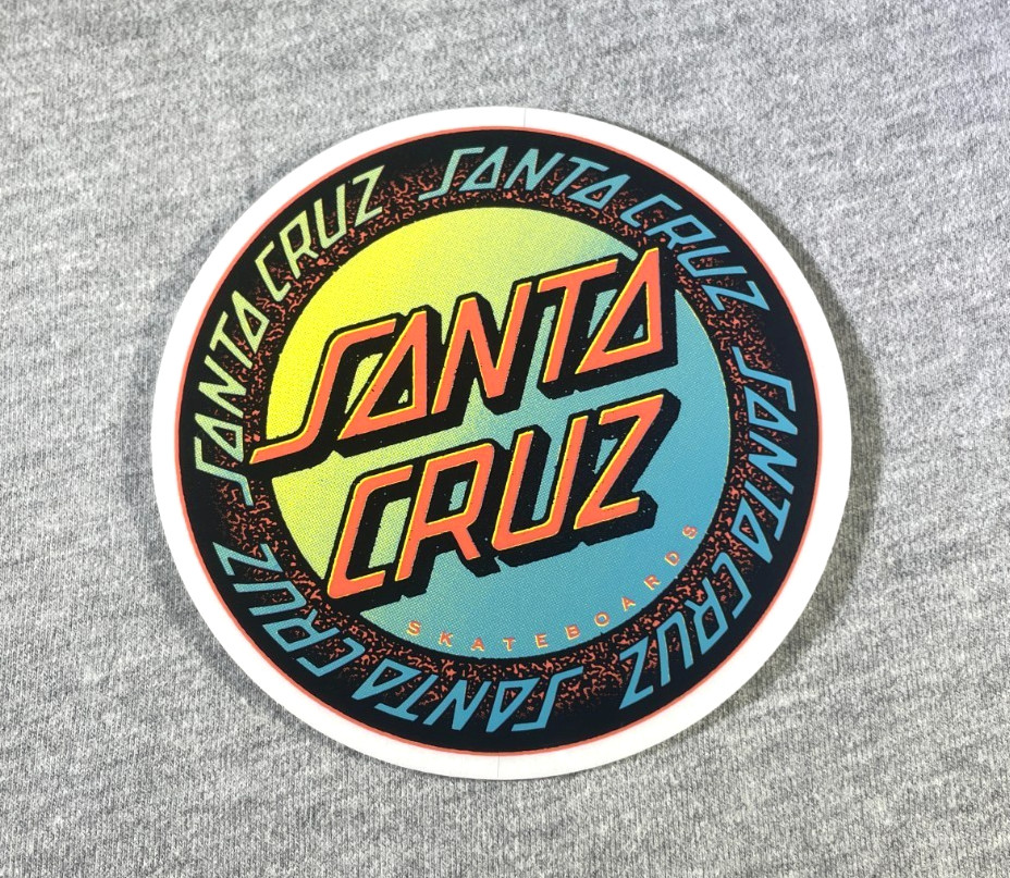 Santa Cruz Light Green and Blue wheel Skateboard Sticker 4″