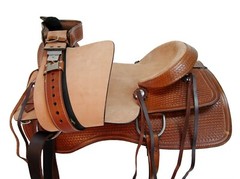 USED WESTERN SADDLE HORSE PLEASRE TRAIL RIDE HARD SEAT ROUGH LEATHER TACK 17 18
