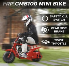 FRP GMB100 100cc Gas Mini Bike 4-Stroke Off-Road Trail Bike Red
