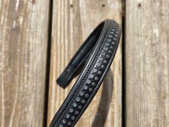 NEW High Quality Black Leather SILVER GLITTER Dressage Browband – F/S – 15.5″ L