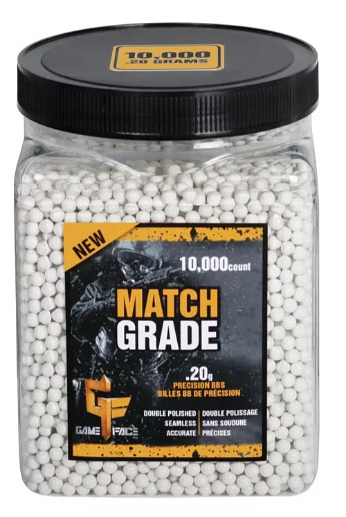 Game Face Match Grade Double Polished Seamless Accurate 6mm .20g BBs 10,000 NEW