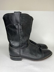 Justin black leather cowboy boots pointed toe J40594 Men Sz 8.5D Made In USA