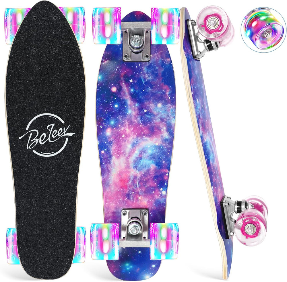 22 Inch Skateboards for Kids, Cruiser Skateboard for Beginners Girls Boys Teens