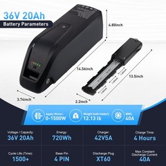 36V Ebike Battery 36V 10Ah/15Ah/20Ah Bicycle lithium battery ≤1200W Motor 4PIN