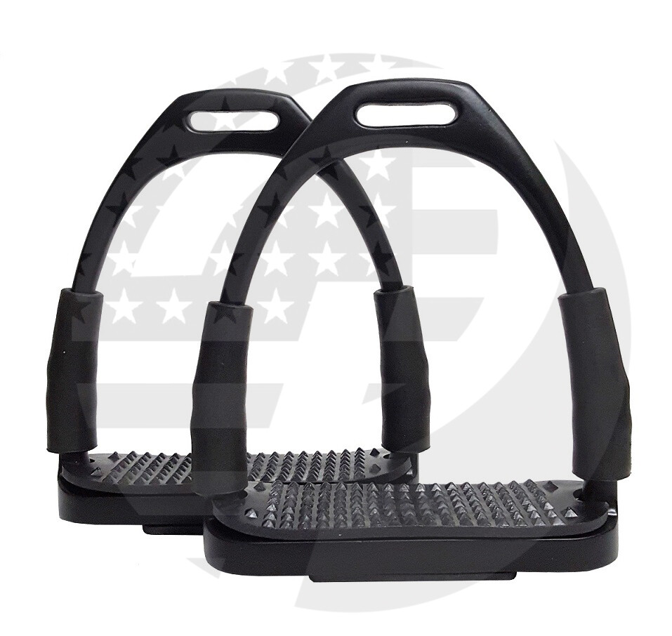 5 INCH HORSE FLEXIBLE SAFETY BLACK STIRRUPS RIDING BENDY IRON STEEL