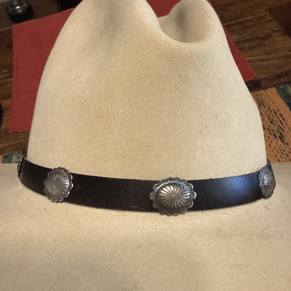 Native American Sterling Silver Concho Style Hat Band