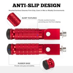 M8 Motorcycle Foot Pegs 90 Degree Foldable Bike Pegs CNC Anti-Skid Red