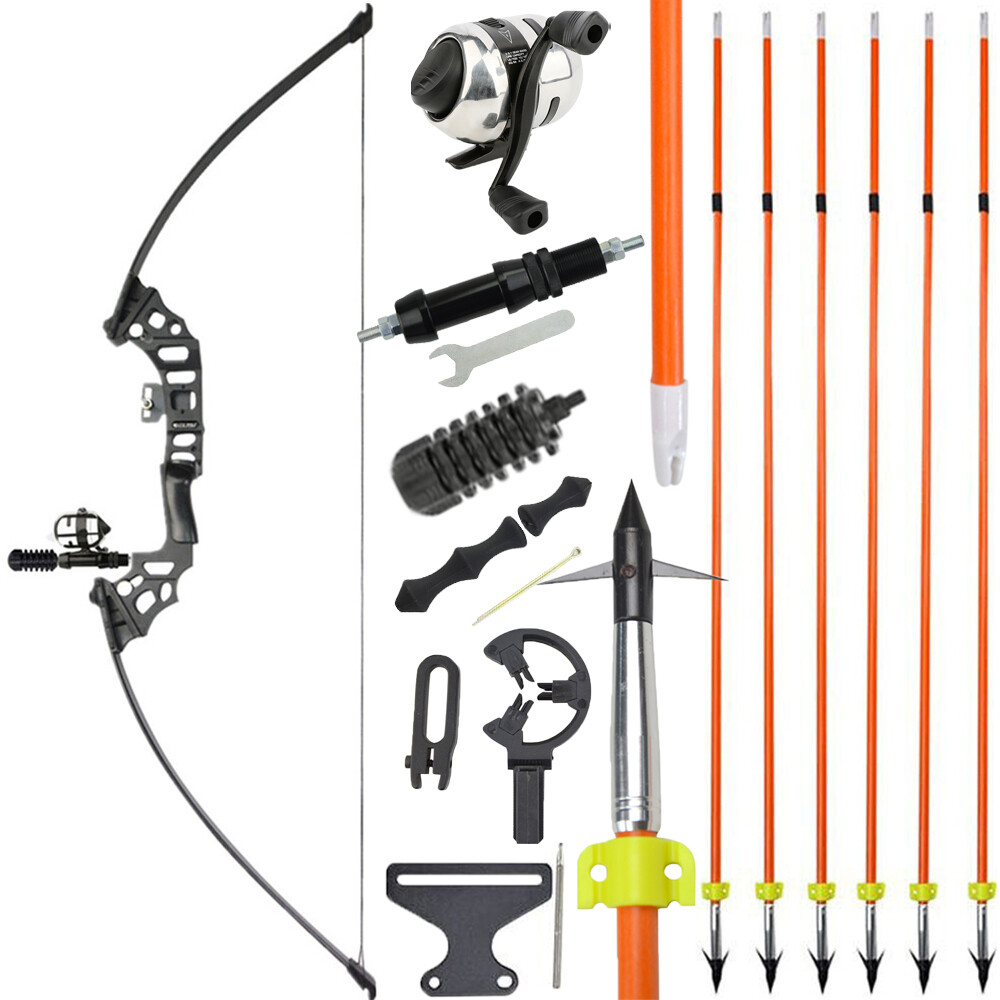 Recurve Bow Fishing Arrow Set 40lbs Bowfishing Reel Archery Outdoor Bow Hunting