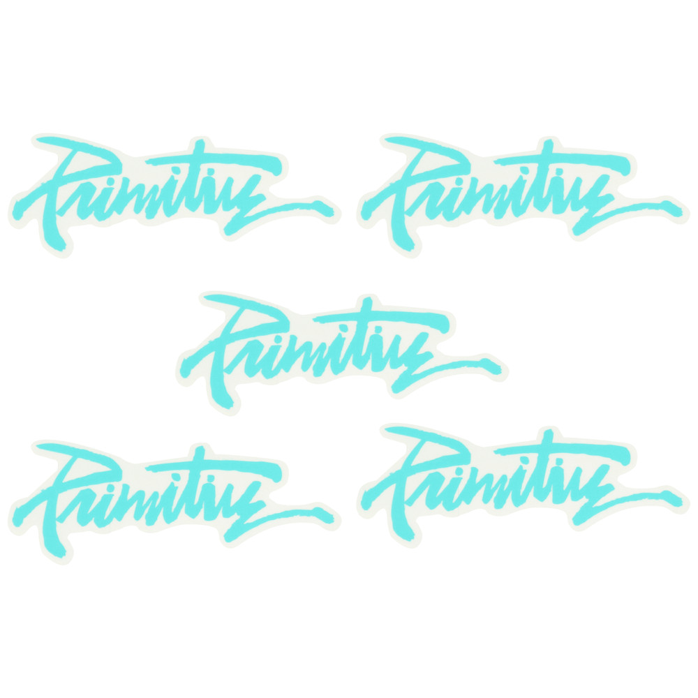 Primitive Skateboards Sticker Logo White/Teal 2″ x 5.5″ 5-Pack Bulk Lot
