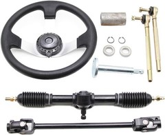 Durable 11.8» Steering Wheel with Adjustable 16.5» Gear Rack Kit for Go-Karts