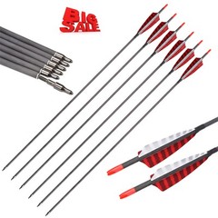 6/12pcs 30″ Carbon Hunting Arrows with 4″ Turkey Feathers Spine 500 pcs