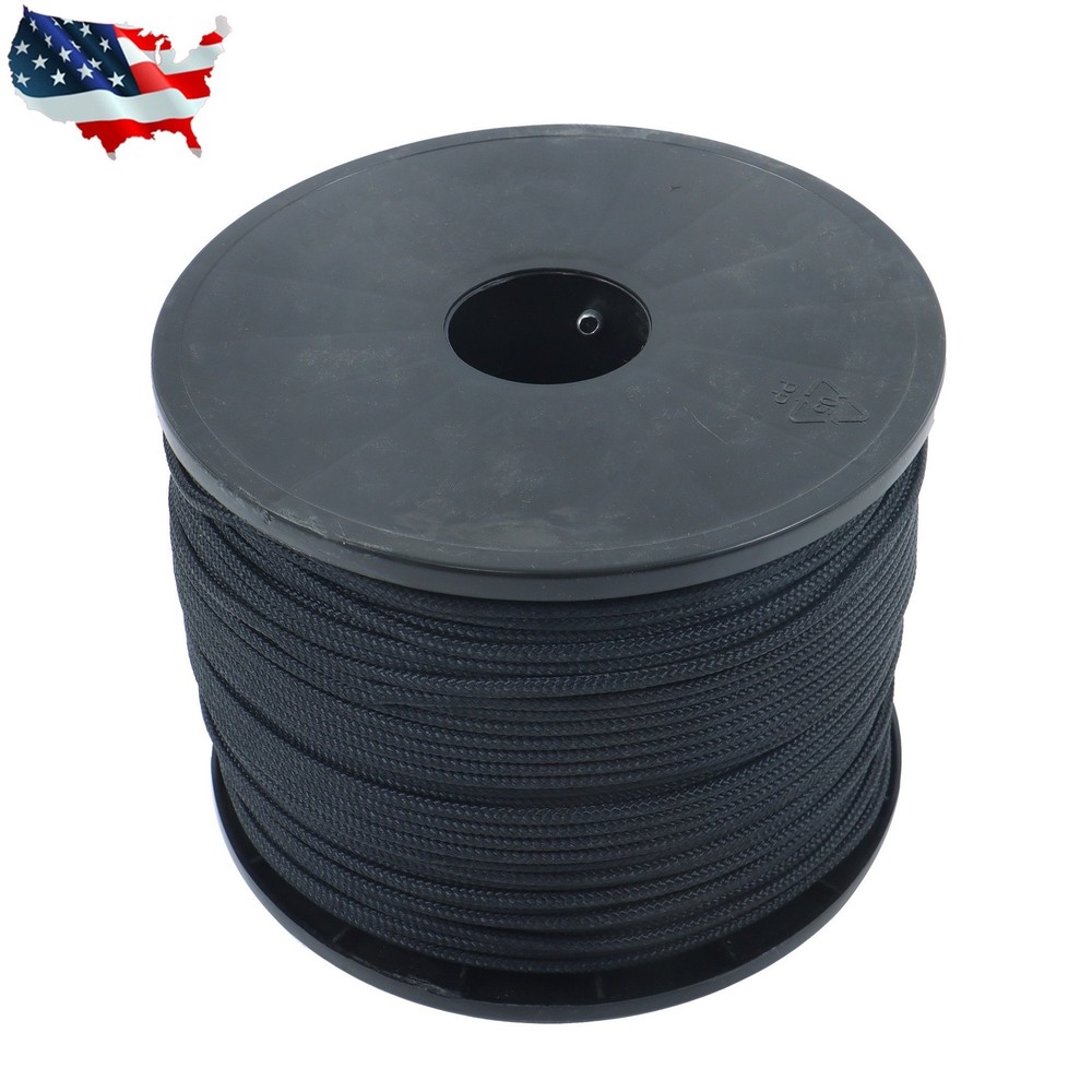 1/8in×500FT Black Nylon Rope Braid High UV and Abrasion Resistance Industrial
