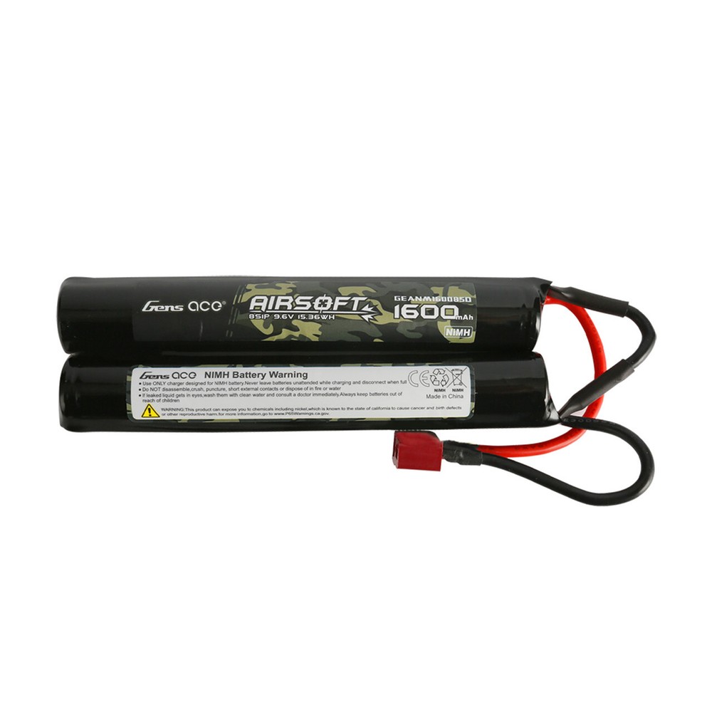 Gens Ace 1600mAh 9.6V 8S Airsoft Gun Nunchuck-Style NIMH Battery with T plug