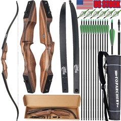 60» 25-60lbs Takedown Recurve Bow Wooden Riser Archery Hunting Bow Arrows Shoot