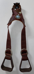 NEW FORMAY LEATHER & NYLON BUDDY STIRRUPS WITH BERRY CONCHO