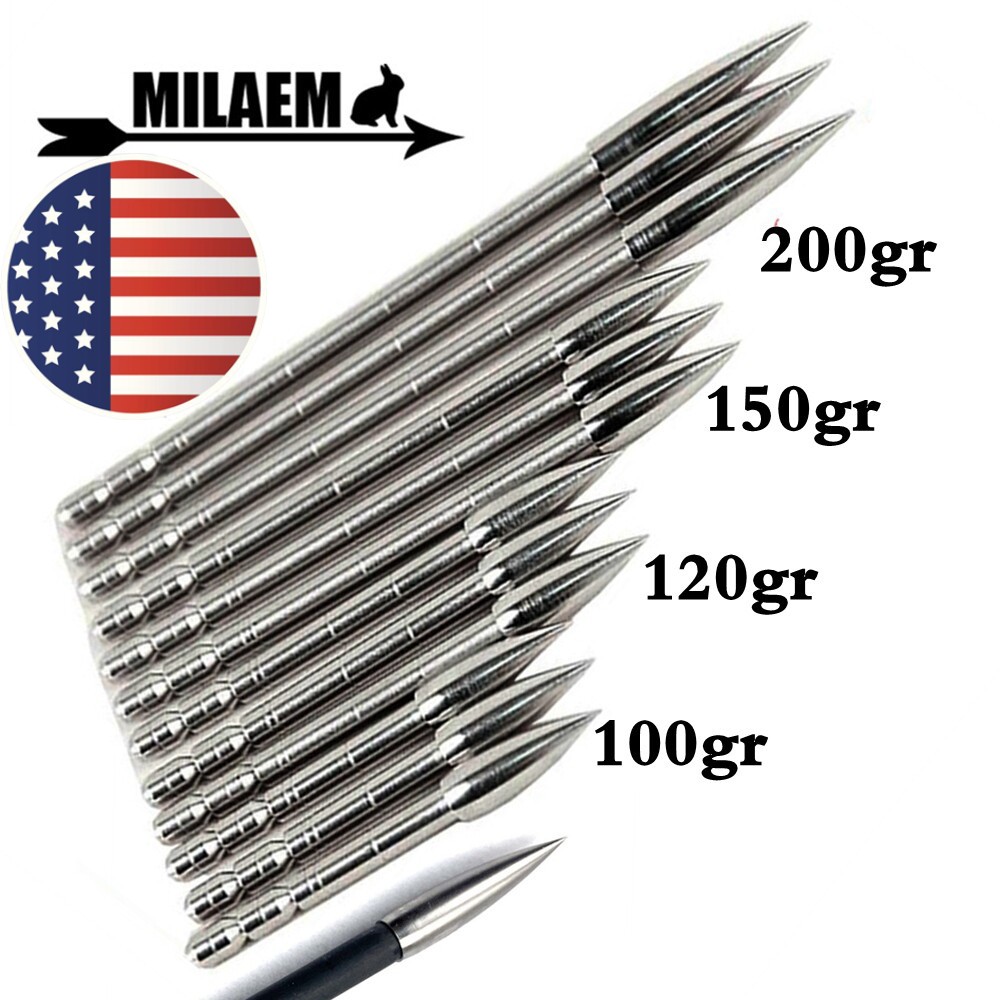 12pcs Target Points 100-200gr Broadheads Archery ID4.2mm Arrowheads Tips Hunting
