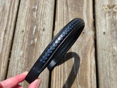 NEW High Quality Black Leather BLUE GLITTER Dressage Browband – F/S – 16.25″ L