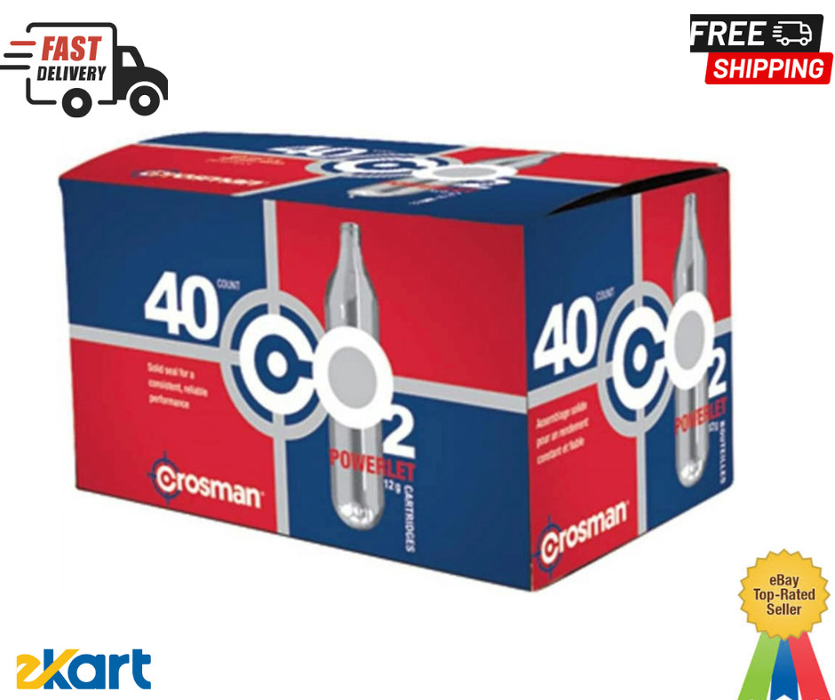 Crosman Brand 12 Gram Co2 Powerlets, 40ct, for Use with Paintball, Air Rifles,
