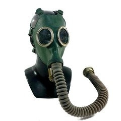 Cold war Soviet military gas mask GP-4 with hose Green rubber Face mask SMALL