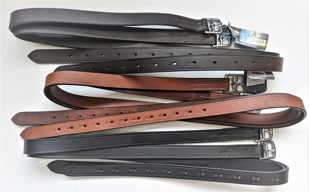 English Stirrup Leathers – Numbers Holes 1″ x 54″ -Black, Brown-Medium Chestnut