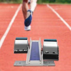 Adjustable Track Starting Blocks Aluminum Alloy Rail Rubber Pedals Silver/Blue
