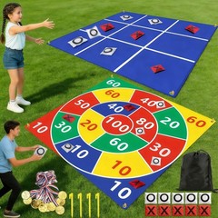 2-in-1 Outdoor Giant Tic Tac Toe Bean Bag Toss Games for Kids Blue