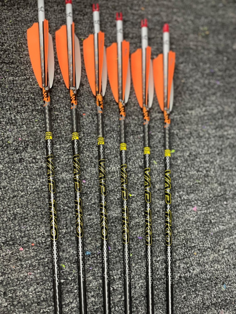 6pk Custom Victory Archery VAP TKO Elite 300 Fletched Arrows Uncut