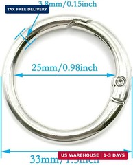 20 Pack 1 Inch Carabiner Clip, Spring O Rings Metal Alloy Purse Clip, Round Keyr