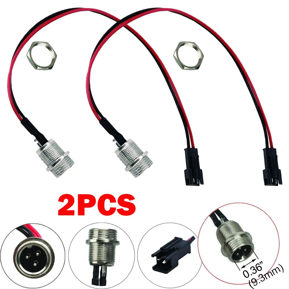2PC 3 Pin 2 Male Plug 2 Wire Hoverboard Charging Ports For Scooter Charger Cable