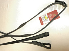 Shires Blenheim Black Leather and Nylon Insert Rubber Grip Reins 54″ x 5/8″