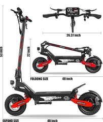 4000W Folding Electric Scooter Full Suspension 11in Tires 50MPH Top Speed