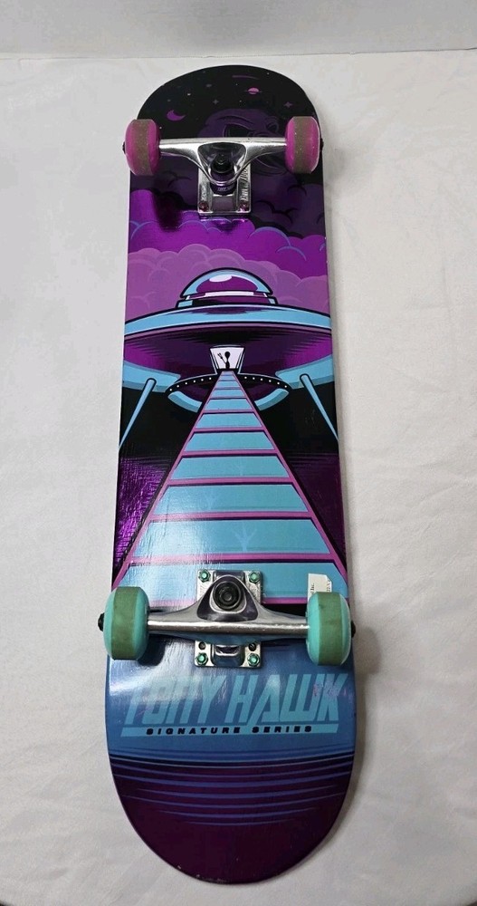 ​Tony Hawk Signature Series UFO Metallic Skateboard 31 In Complete Beginner VG