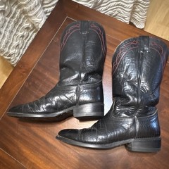 Vintage Nocona Black Leather Western Cowboy Boots Pull-On – Men’s US 9.5D