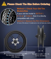 2PCS Upgrade 50/75-6.1 Scooter Off-Road Solid Tires, 8.5X2 Inches Tires Tubeless