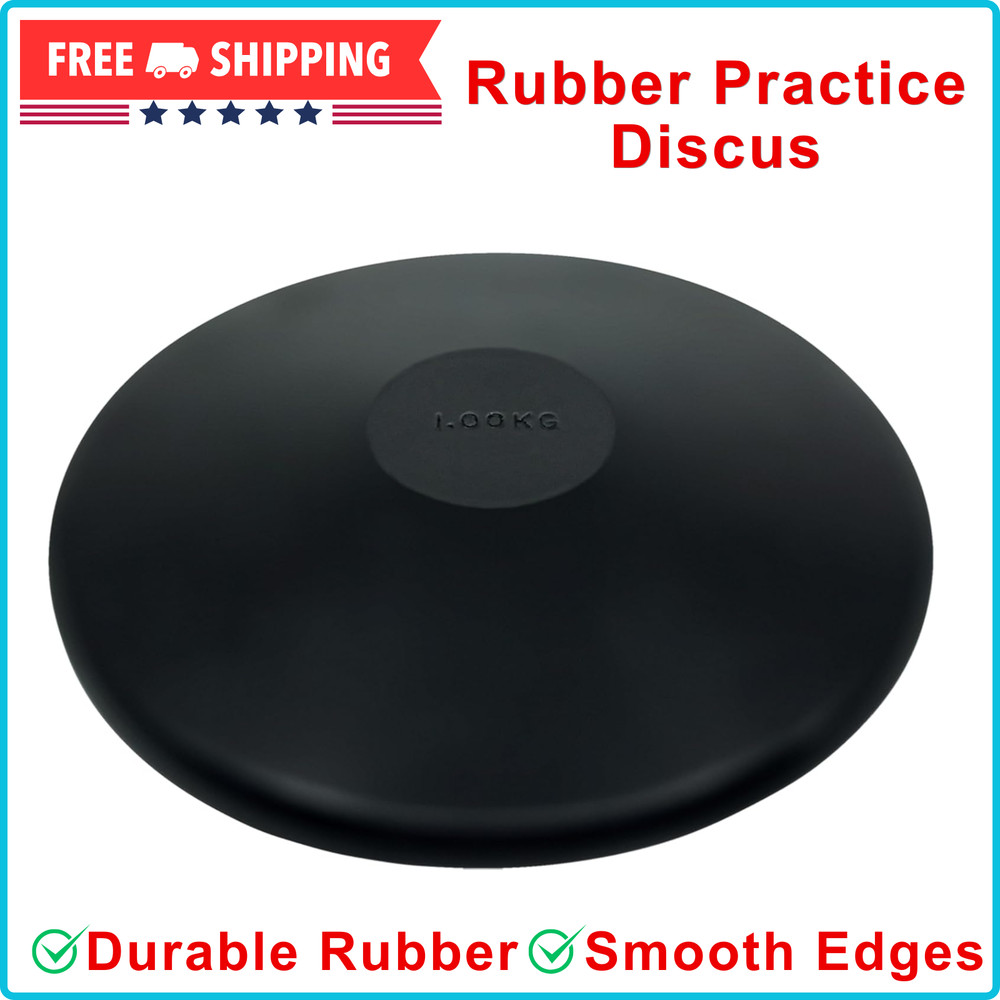 Champion Sports Rubber Practice Discus 1.0 kg Black, Durable Rubber, Smooth Edge