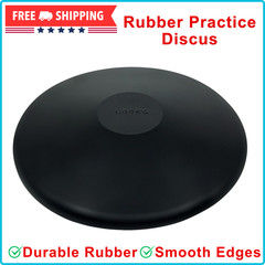 Champion Sports Rubber Practice Discus 1.0 kg Black, Durable Rubber, Smooth Edge