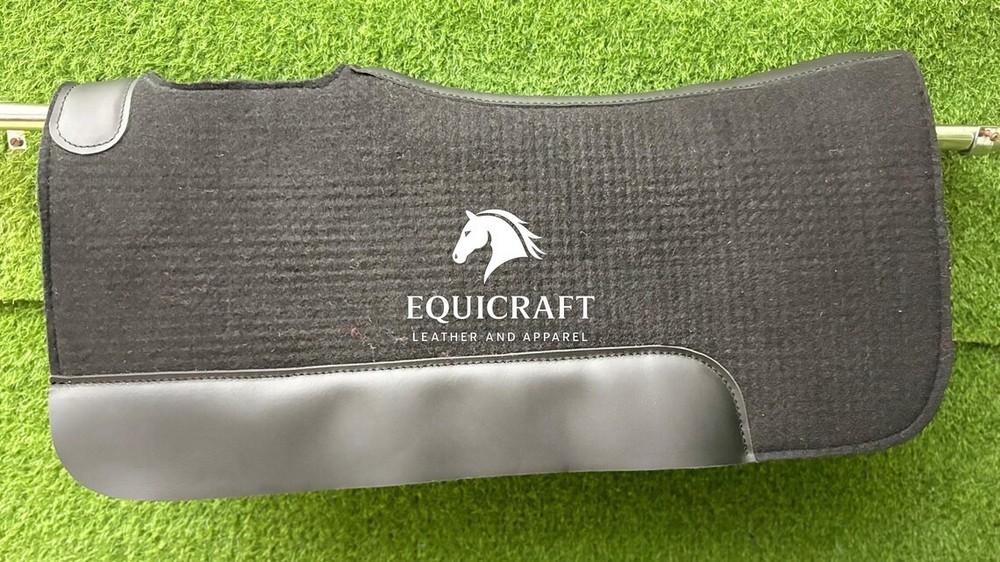 Brown Wool Felt Saddle Pad with Hand-Carved Leather | 30X30″ & 32X32″