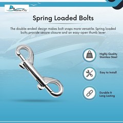 MARINE CITY Double Ended Clip Snap Hook Clip 316 Stainless Steel for Ropes (4″)
