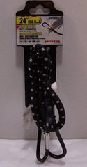 Erickson 07038 24″ Stretch Bungey Cord with Carabiner Hooks, BLACK/WHITE/SILVER