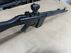 Airsoft LCT G3 Rifle with a Holosun Red Dot and Riser